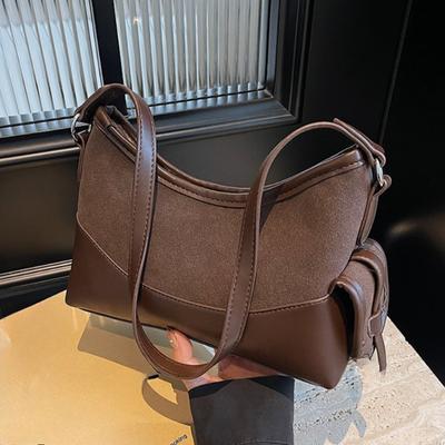 PU Vintage Frosted Schultertasche Lässige Nischendesign Umhängetasche Große Kapazität Pendler Einkaufstasche