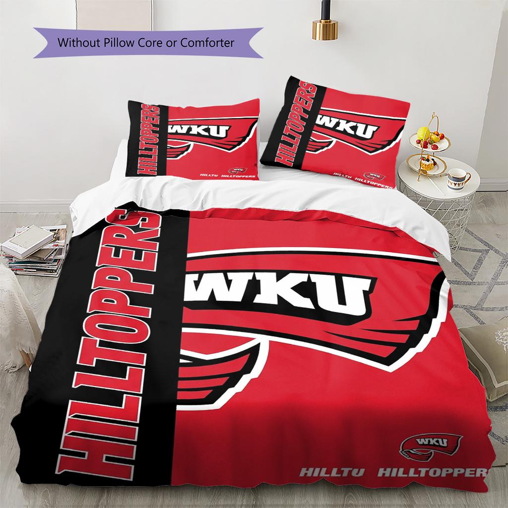 Western Kentucky Hilltoppers Pattern Bedding Set Quilt Cover Pillowcase Home Decor Gift (1 * duvet cover + 2 * pillowcase, without core)