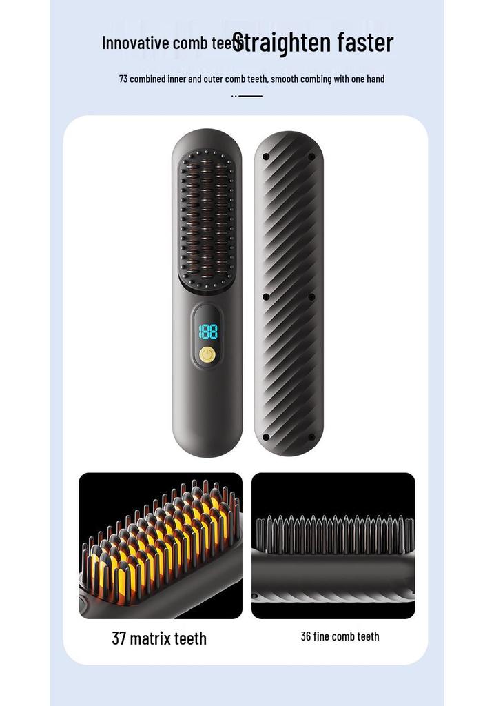 Rechargeable Wireless Ion Hair Straightening Comb: Gentle, Portable, Damage-Free