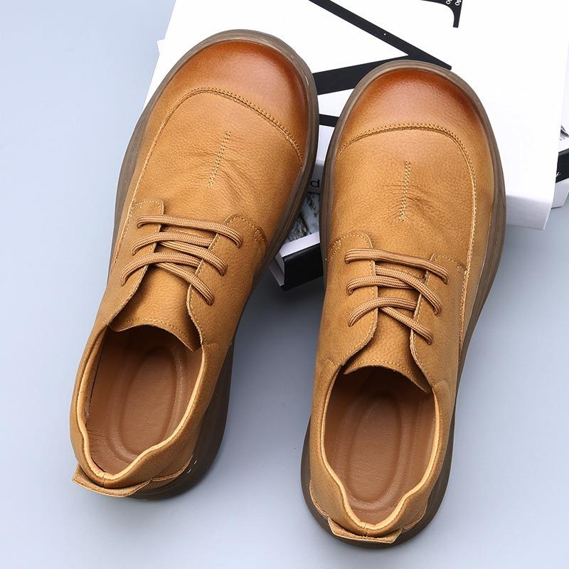 Spring new men's shoes leather breathable wide head trend retro versatile casual leather shoes men's British tooling shoes