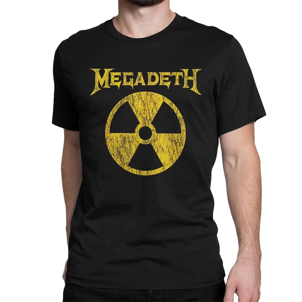 2025 Summer Metal Rock band 100% pure cotton T-shirt Men's round-neck megdeths Harajuku short-sleeved top