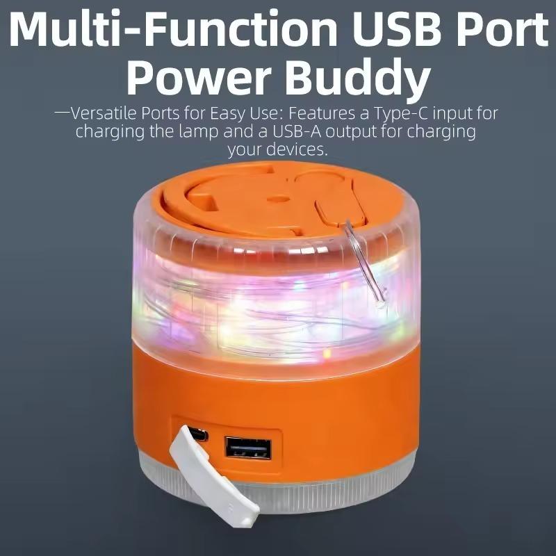 Retractable Camping String Lights 10M, 12 Lighting Modes 1200mAh USB Rechargeable Portable Outdoor Fairy Lamp