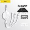 PISEN 3-in-1 Telescopic Data Cable for Apple iPhone 15 & Android Devices