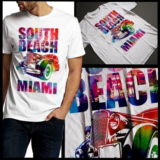 Футболка с коротким рукавом South Beach Miami Classic Car Racing SOBE, новая хлопковая футболка XL