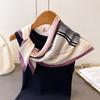 Geometric Contrasting Herringbone Pattern Cotton and Linen Small Square Scarf Silk Scarf Imitation Velvet Headscarf Shawl Sun Protection Scarf Women's