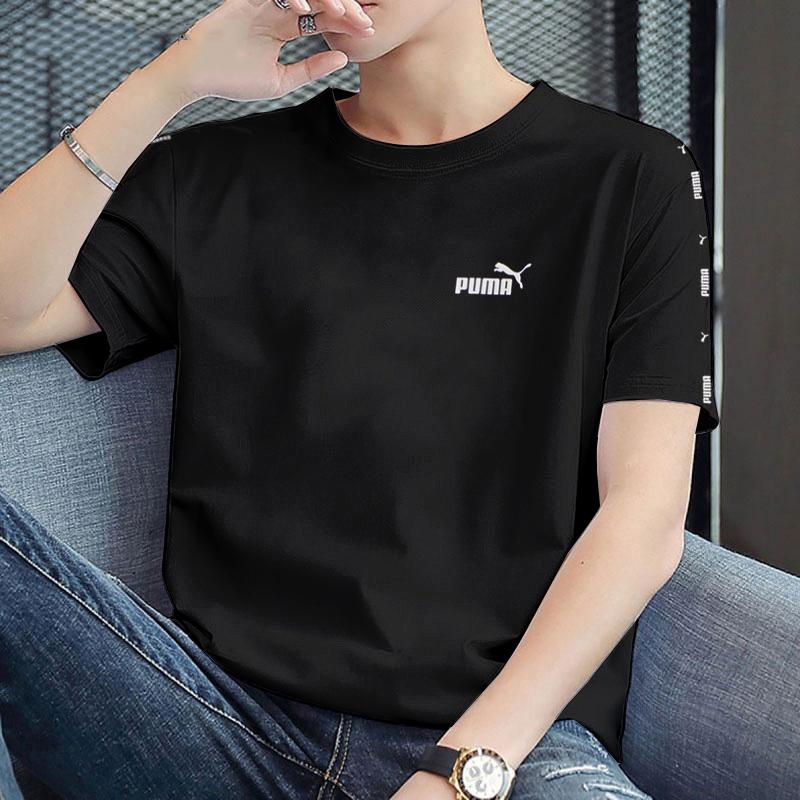 Puma Loose Fit Brand Logo Printed American Vintage Crew Neck Short Sleeve T-Shirt Men Tops Black 670931-01