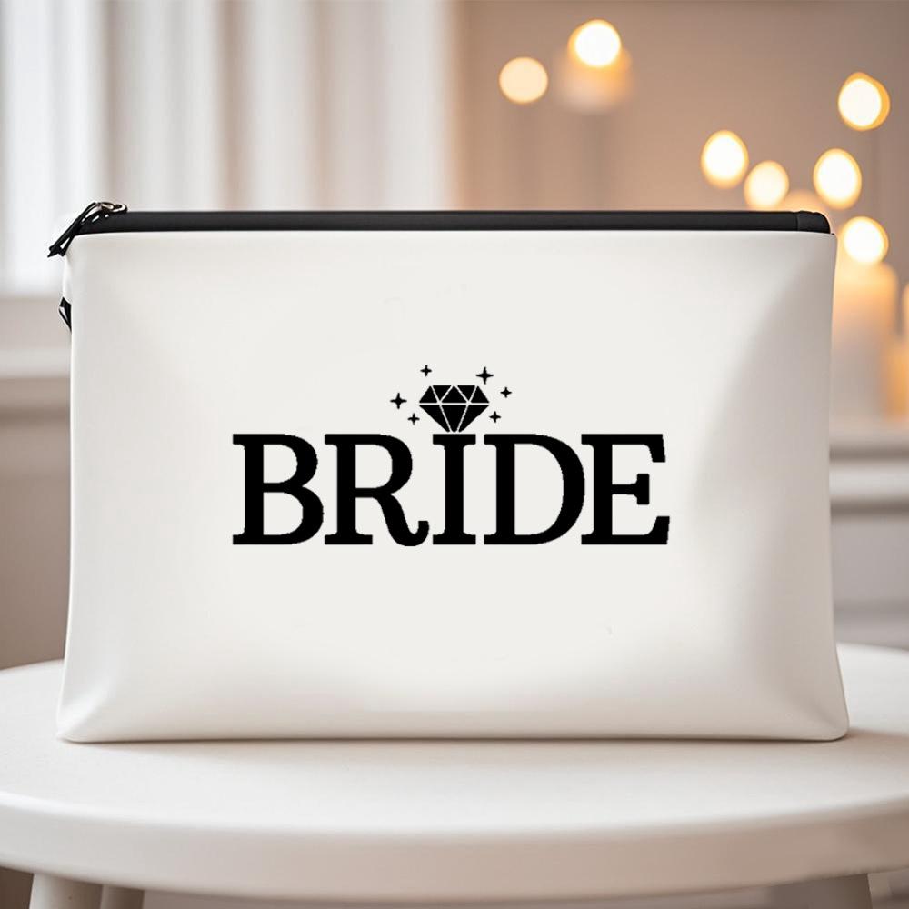 Bride and Groom, Wedding Makeup Bag, Portable, PU Storage Bag, Bridesmaid Souvenirs, Wedding Decorations, Party Decorations
