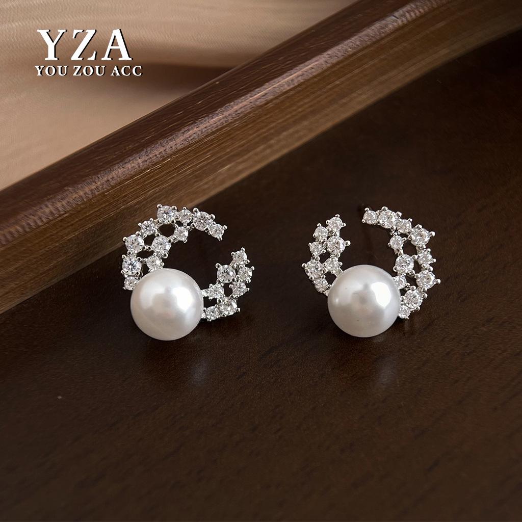 Zirkonia Mond Perlen Ohrstecker: Vielseitiger Luxus 925 Silber.