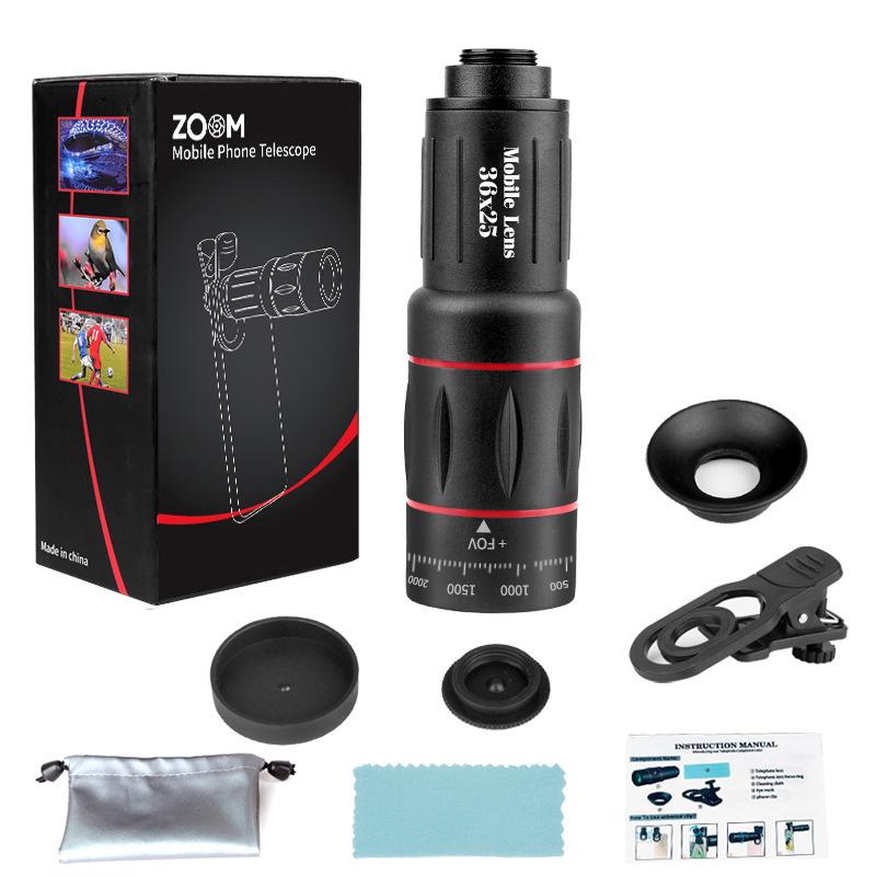 Телеобъектив высокой четкости для мобильных телефонов: Монокулярный телескоп 18X, 28X, 36X для фотосъемки на концертах