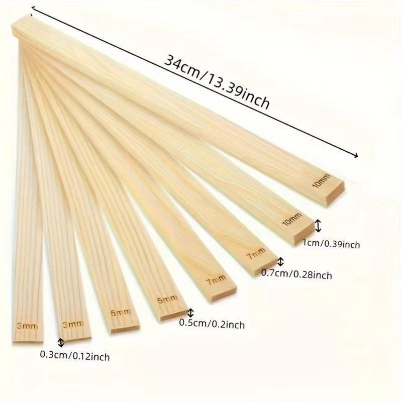 8 Stück Holzplatten-Rollführungs-Set 3mm/5mm/7mm/10mm Hellbeige Teigroller-Führungen Glatte Dickenstreifen Tonroller-Schienen