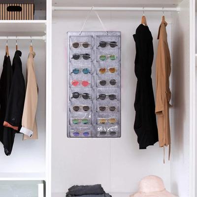 Sunglasses Organizer Multi Girds Hanging Wall Glasses Holder Dust-proof Home Storage Display Pocket Wall Stand Bag Organizer