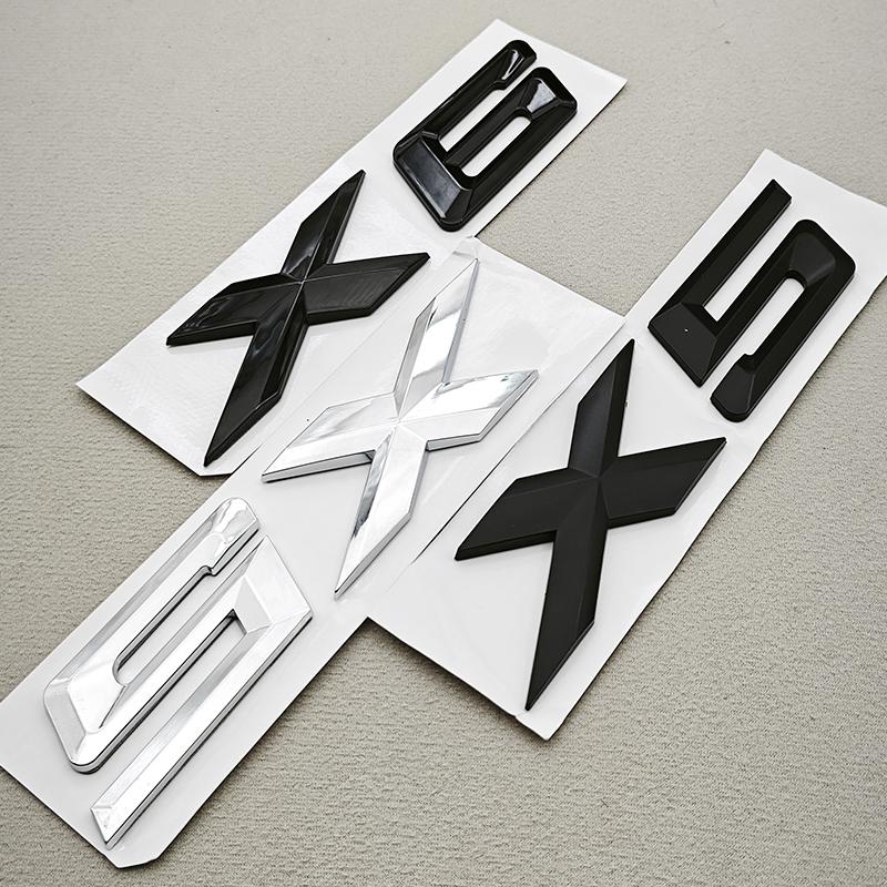 3D ABS Black Chrome Car Letters Rear Trunk Badge X5 X6 Logo Emblem Decals For BMW X5 X6 F15 G05 F16 G06 Sticker Auto Accessories