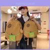 Cute Green Small Bag Cartoon Capybara Design Student Backpack With Pendant For Campus Use