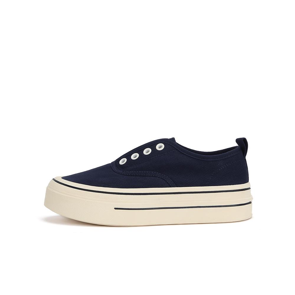 Su Yinyin has the same lazy one-pedal shoes, platform-soled casual horse leather loafer single shoes, women's canvas shoes.
