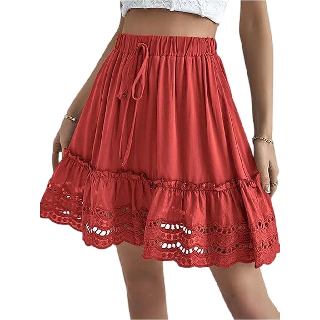 Women's Patchwork Lace Short Skirt, Girls' Summer Half-skirt