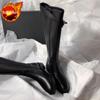 Fashion Round Toe Leather Zipper Ladies Knee High Shaft Shoes 2025 New Pu Trend Footwear Gyaru Gothic Hot Y2k Fashion Women's Long Boots