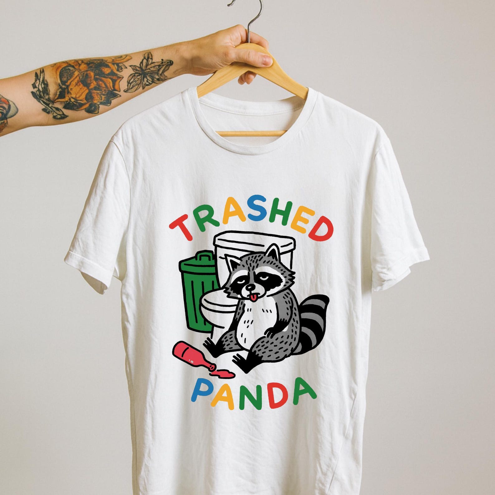 Trashed Panda Raccoon Shirt – Funny Party Animal Tee S