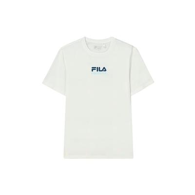 Camiseta Simples de Malha com Logo Gola Redonda Manga Curta Tops Masculinos Branco F11M229116FWT
