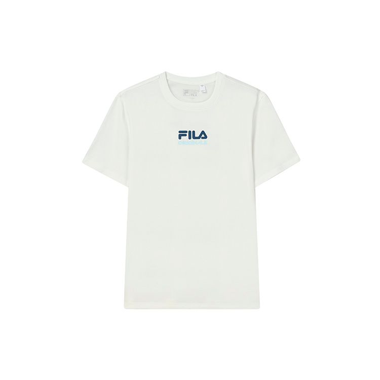 Fila Simple Logo Knitted Round Neck Short Sleeve T-Shirt Men Tops White F11M229116FWT