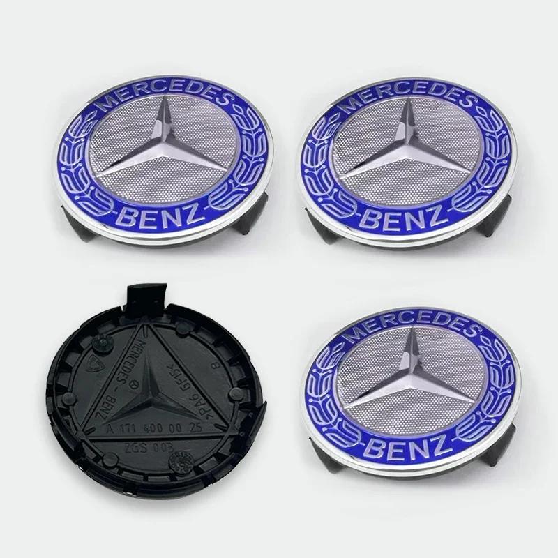 

C200 E300 Hot 2026 For Benz 4pcs 75mm ABS Black Car Wheel Center Caps Rims Hub Caps For Mercedes Benz A B C E S CLA CLK ML GLK G