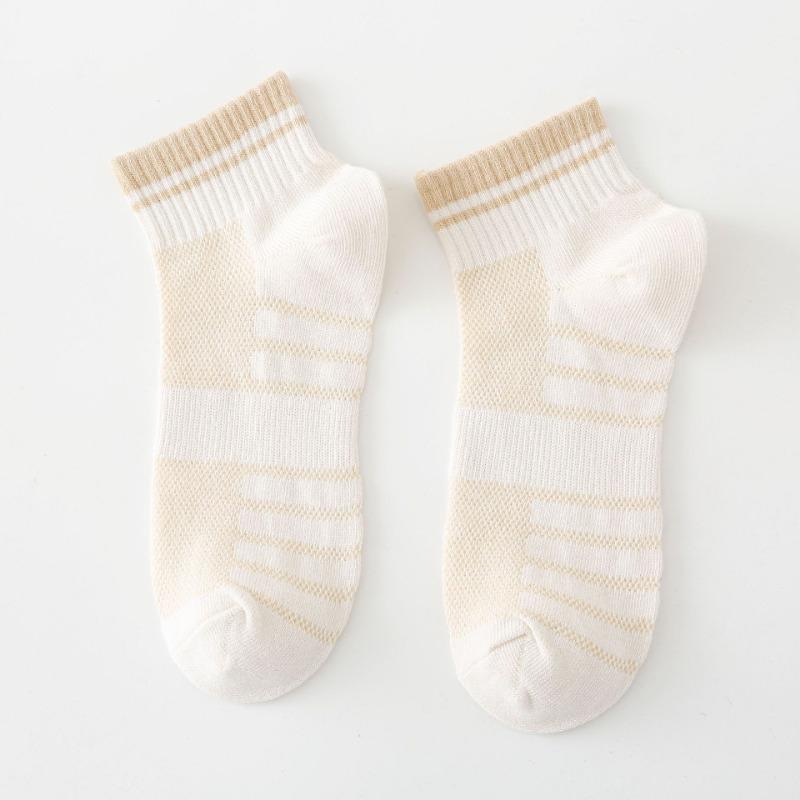 Men Spring and Summer New Pure Color Mesh Cotton Sweat Absorbing Breathable Boat Socks