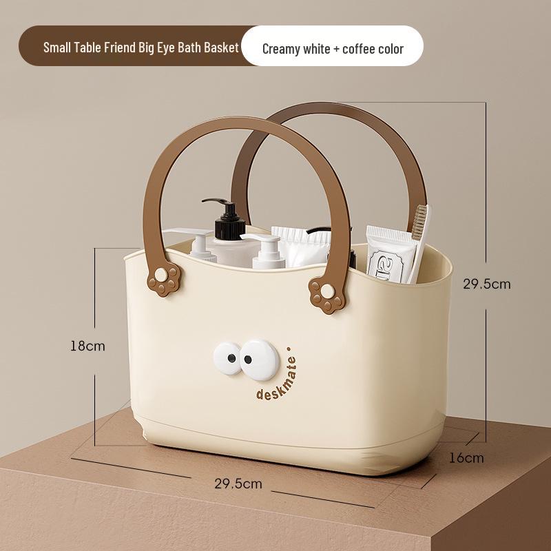 

Портативная пластиковая корзина для хранения в ванной для туалетных принадлежностей и одежды бежевый/кофейный