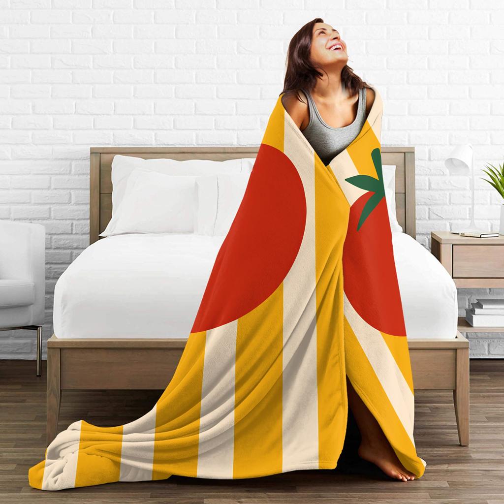 Tomato Blanket Boy Girl Flannel Throw Blanket For Chair Sofa Bed Soft Comfy DIY Quality Bedspread Gift
