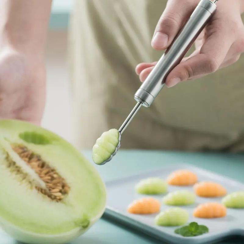 1PCS Fruit Carving Spoon Stainless Steel Waviness Baller Shaping DIY Carving And Scooping Tools Kitchen Gadgets Easy Clean