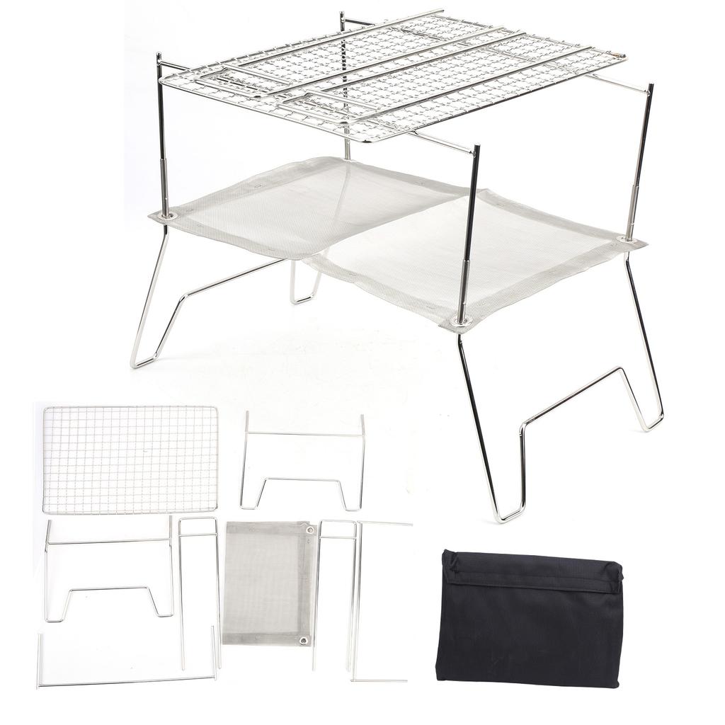 Edelstahldraht Outdoor Grillofen Faltbarer Grill mit Backnetz BBQ Camping