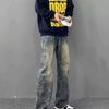 JYL Mens Jeans Autumn Light Blue Straight Cropped Slim Casual Denim