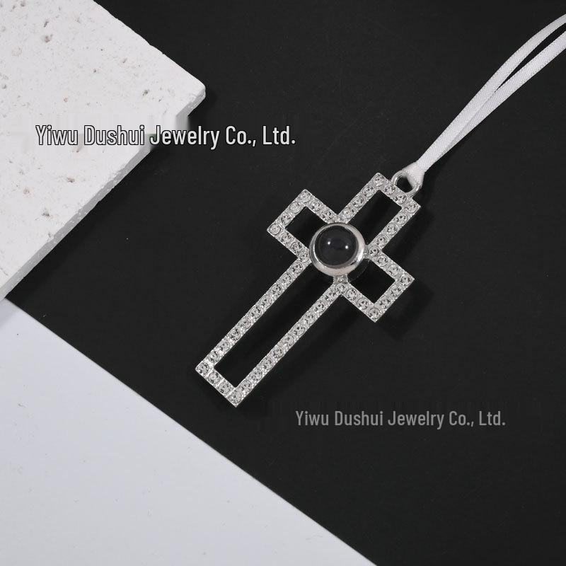 10mm Full Diamond Christmas Cross Pendant with Micro-carved Projection Color Picture