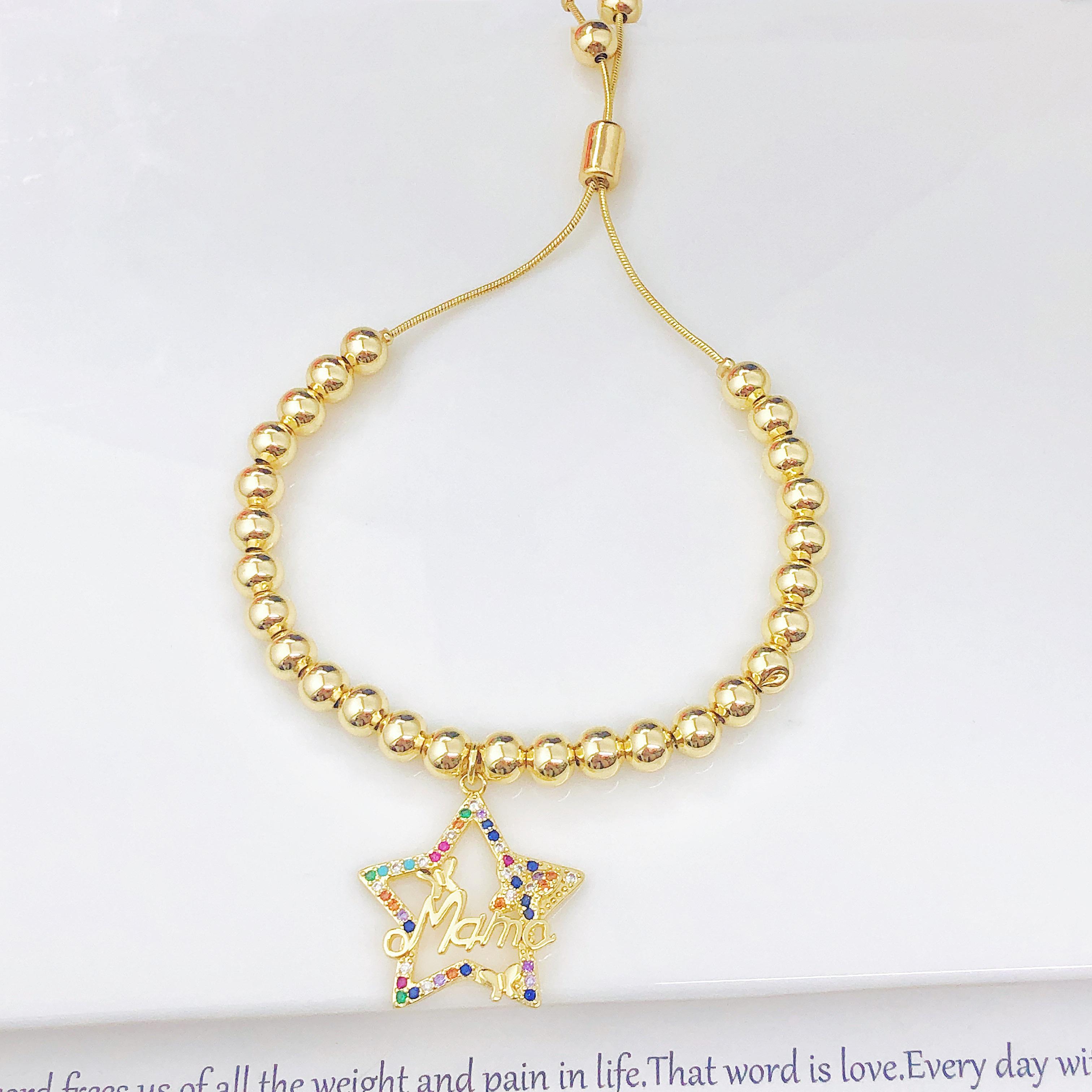 

Luxury High Quality Round Shape Day mama Children Shine Zircon Copper Bead Bracelet For Women Wrist Zircon Mother s Day Gifts