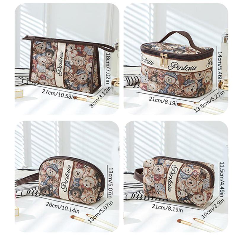 Damen Kosmetiktasche Tragbar Große Kapazität Cartoon Bär Kosmetik Aufbewahrungstasche Doppelreißverschluss Design Reise Toilettentasche