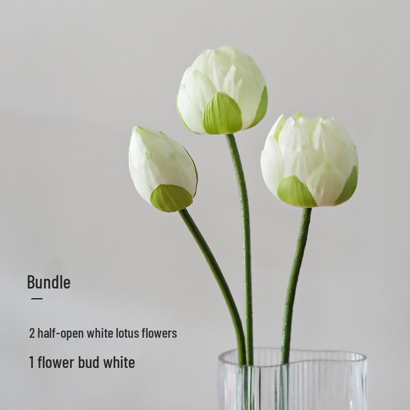 Chinese Lotus Artificial Flower Decoration for Living Room and Dining Table - Realistic Floral Arrangement with Lotus Leaf.