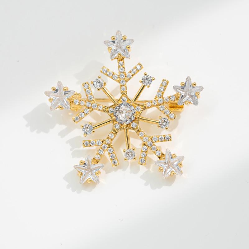 Bo Xin Yun Snowflake Zirconia Copper Brooch: Korean Style Versatile Fashion Accessory