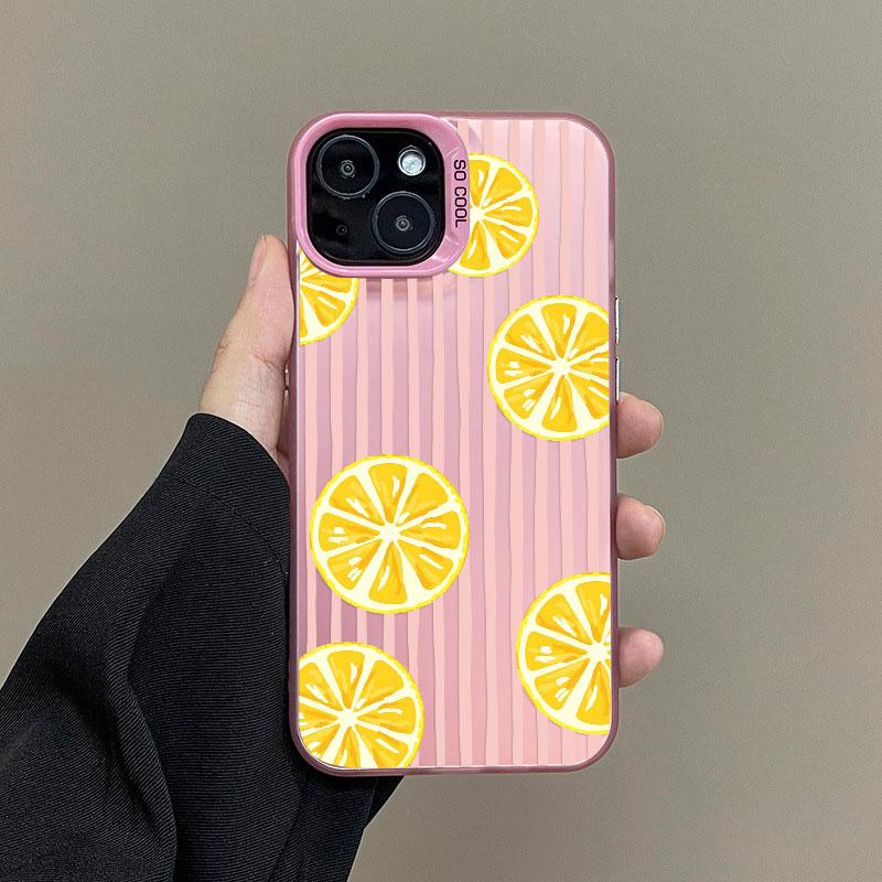 Striped Fruit Pattern Laser Phone Case For IPhone 15 17 Pro Max 16 14 Pro Max Plus 12 11 13 Mini Pro Max Shockproof Back Covers