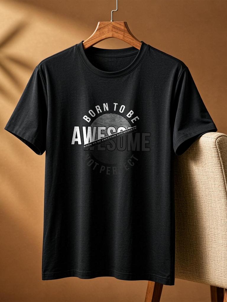 Men Women Cotton Printed Casual Tee Short Sleeve Summer Fashion Daily Comfortable Top