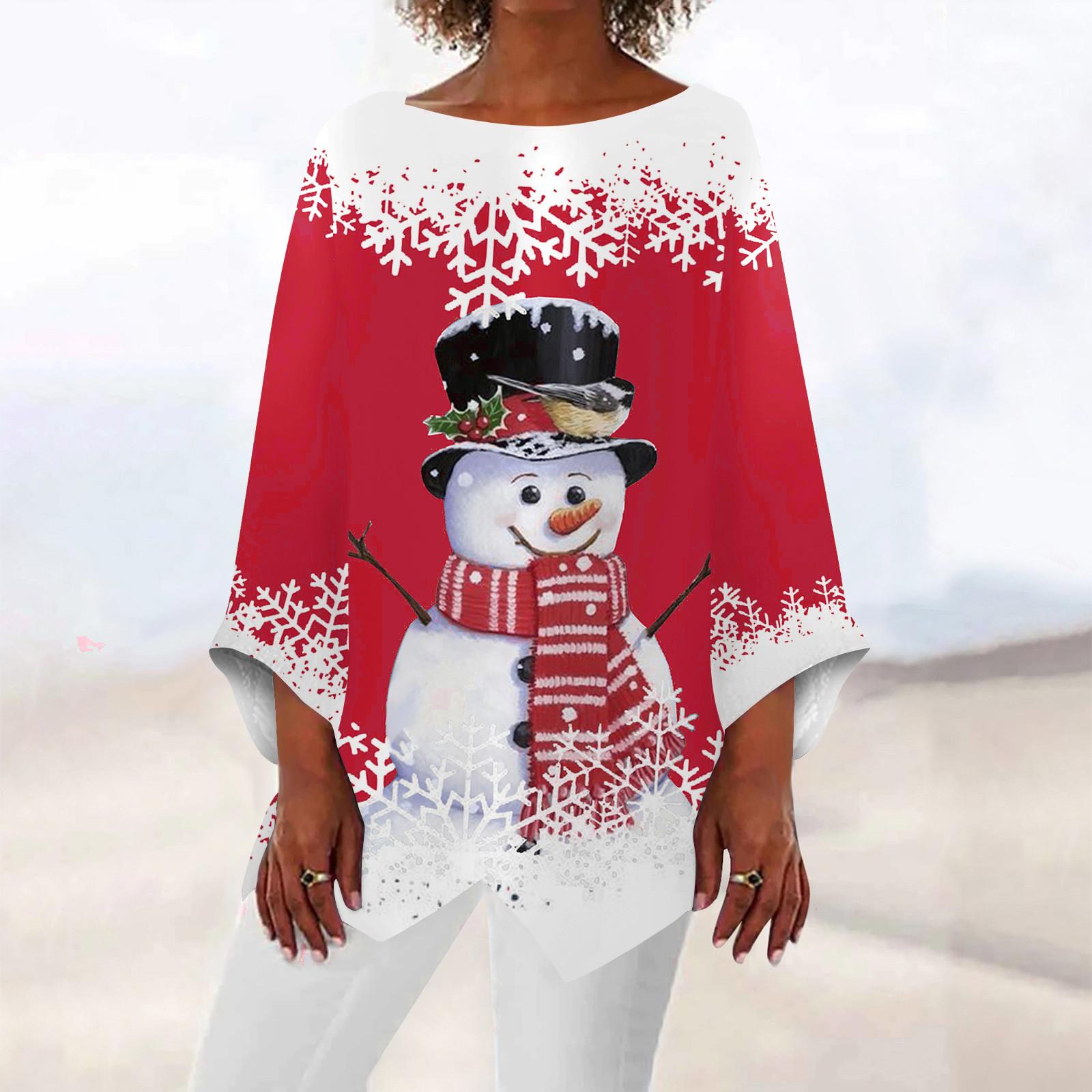

Women Casual Loose Print O-Neck Irregular Hem Long Sleeve Top XXXXL червоний