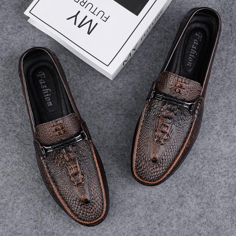 Pantofi Rochie Slip-on cu Model Crocodil Piele Naturală Mocasini Italieni pentru Bărbați Pantofi Casual Formali pentru Bărbați Pantofi Plați pentru Timp Liber Plimbare Conducere