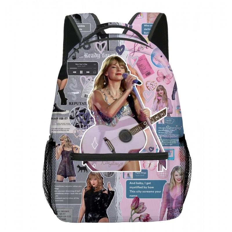 Taylor Swift Themed Kids School Backpack Set Elementary Students Oxford Fabric Breathable Lightweight With Padded Straps