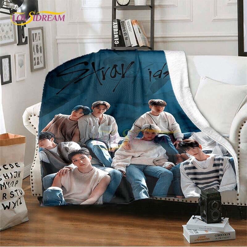 Nieuw Kpop Sterren Stray Kids Plaid Zachte Dekens voor Bedden Bankhoes Winter Beddengoed Queen Size Kamer Decoratie Fans Cadeau Picknick