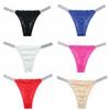 Transparent Lace Flower Panties Mid Waist Mesh Briefs Breathable Rhinestone Thong  Ladies