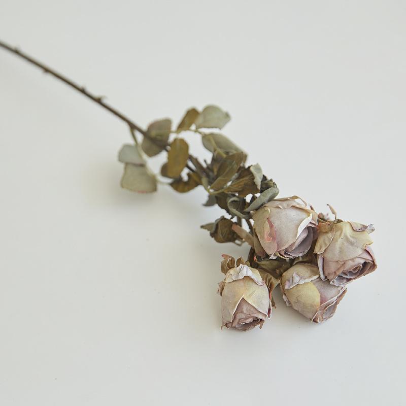 Simulated Flower Burnt Edge 5 Head Rose Withered Rose, Fake Flower Living Room Home Decoration Roasted Edge Rose Artificial Silk Flower Set of 3