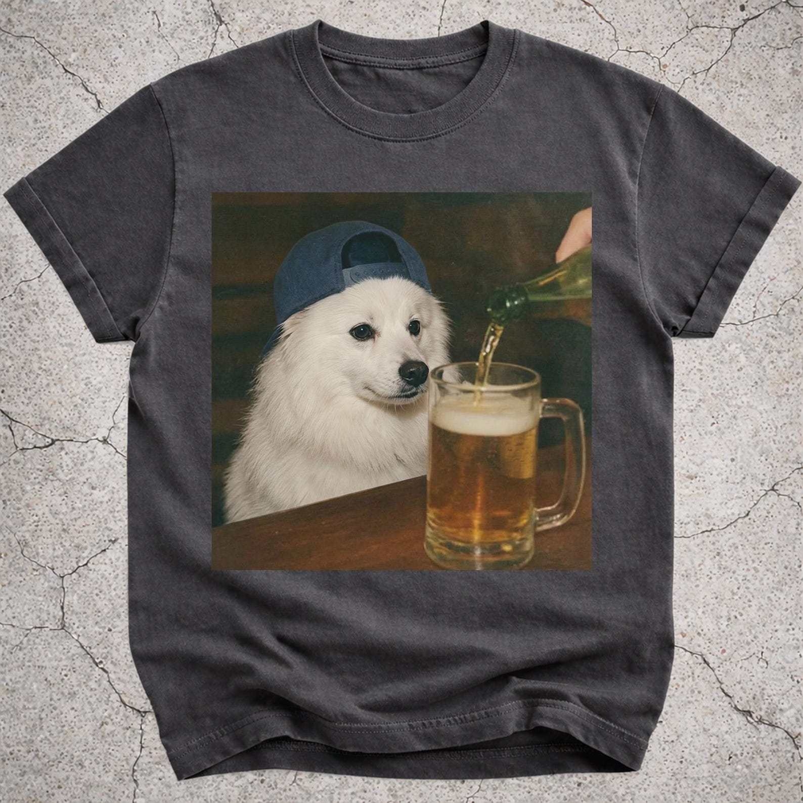American Eskimo Drinking Beer Shirt, Funny White Dog Meme T-Shirt, Vintage Beer Lover Gift for Dog Mom Dad, Retro American Eskimo Tee XL