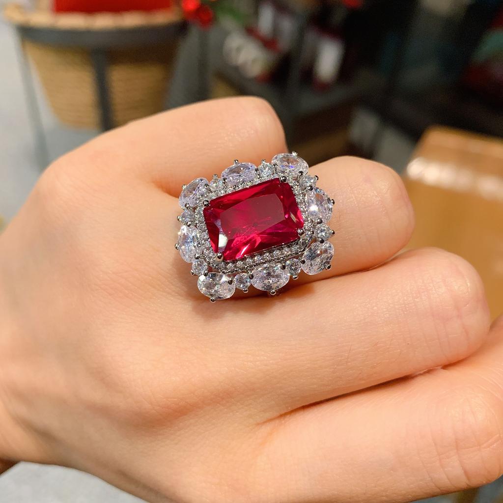 S925 Silver Needle Fashion Simulation Jewelry Accessories Set Imitation Dove Blood Red Corundum Pendant Necklace Women