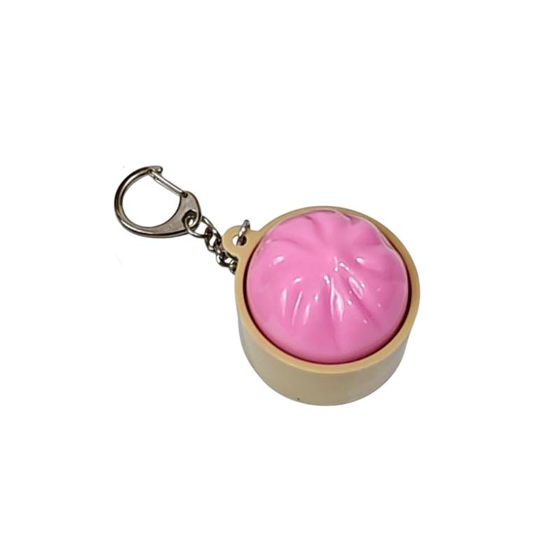 Funny Dumpling Bao Bun Keychain Fidget Clicker With LED Light Portable Stress Relief Toy for Travel Commute