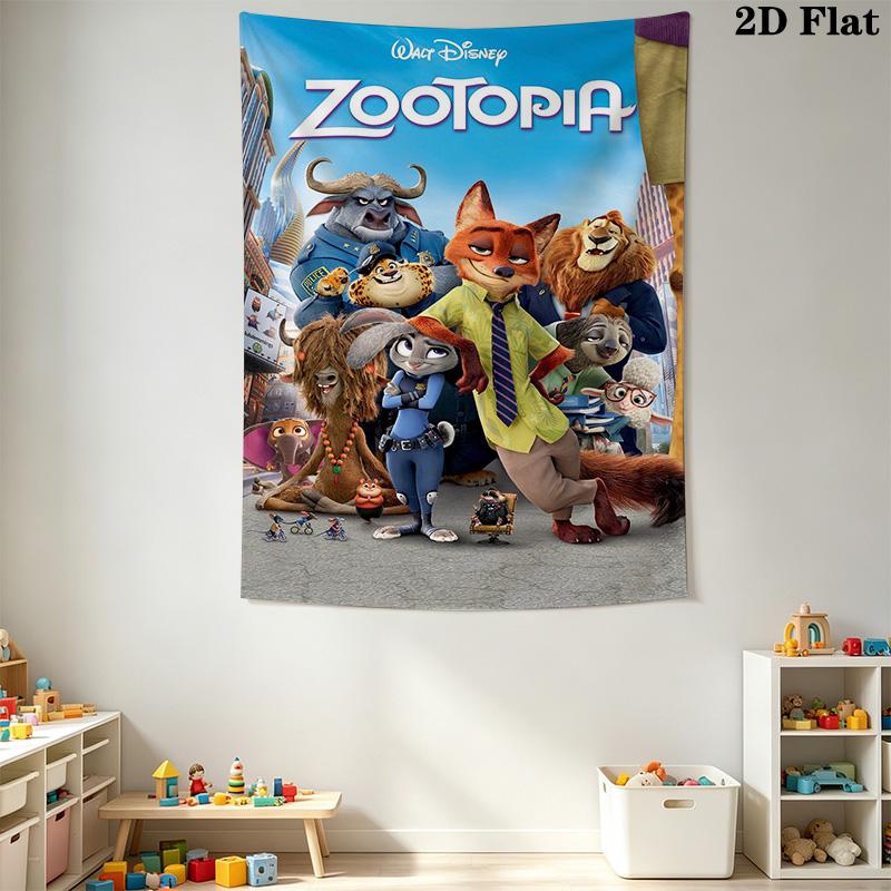 Zootopia Adventure Wall Tapestry Fashion Print Background Cloth Home Decor Atmospheric Background Cloth Work Of Art