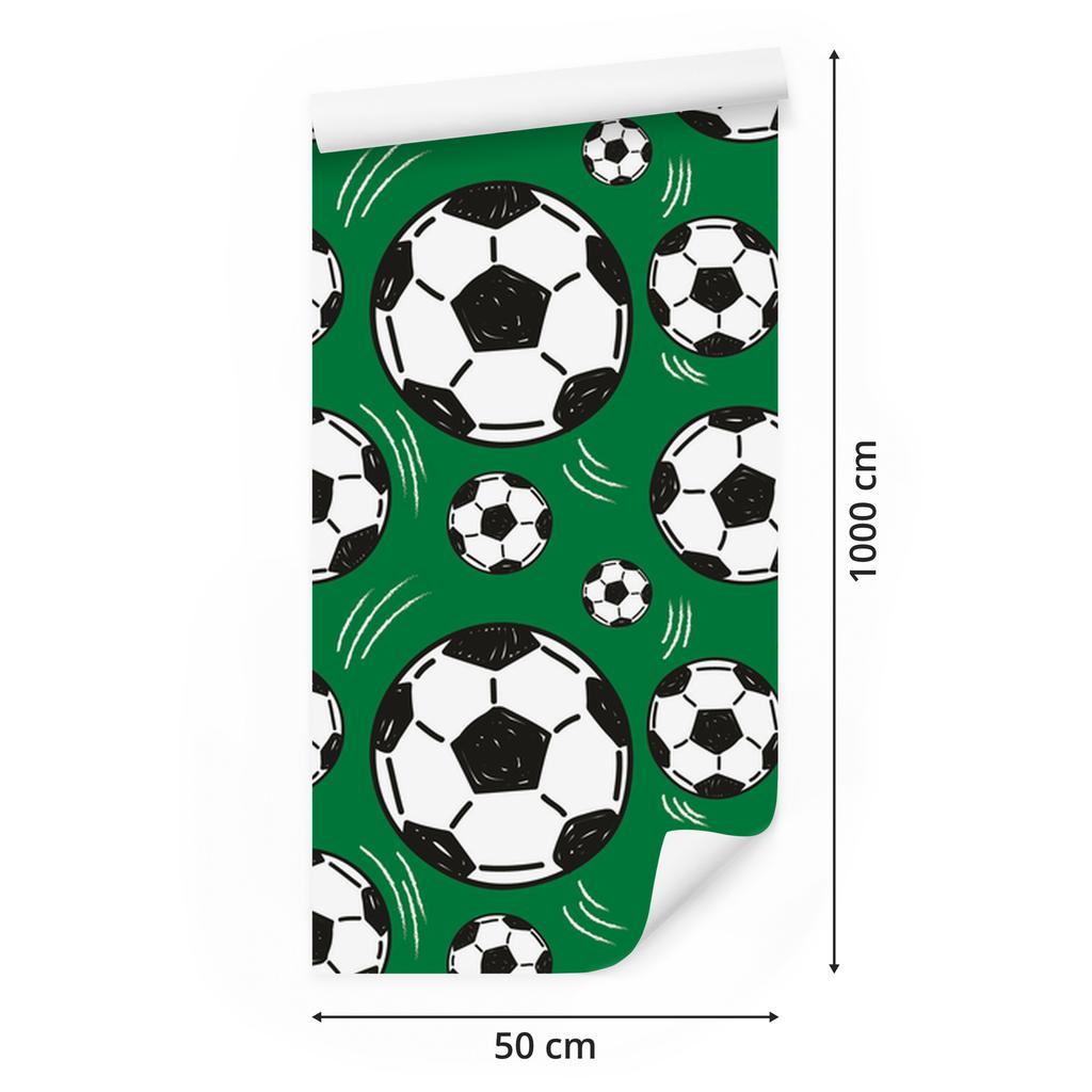 Soccer Ball Wallpaper On a Green Background for the Living Room and Bedroom 50x1000