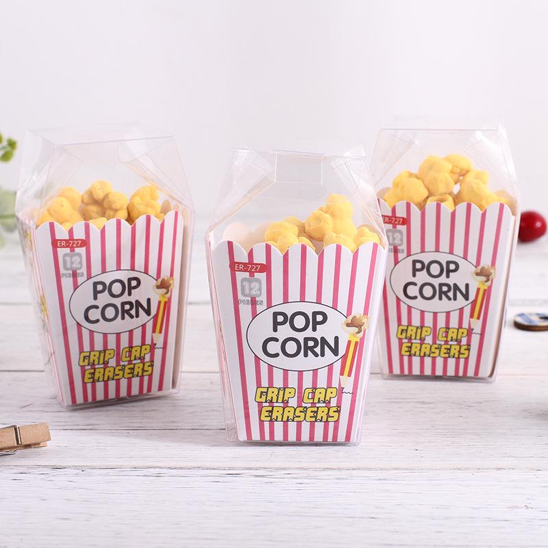 Cute Creative Cartoon Popcorn Box Eraser Eraser Set Student Stationery Eraser