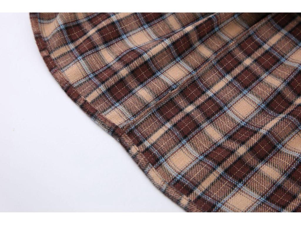 2024 European Retro Plaid Long Women's Shirt